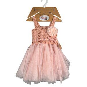 Elly & Emmy‎ Dress Pink Crochet Tutu 0-6M Flower Accent Infant Baby Girl Photos